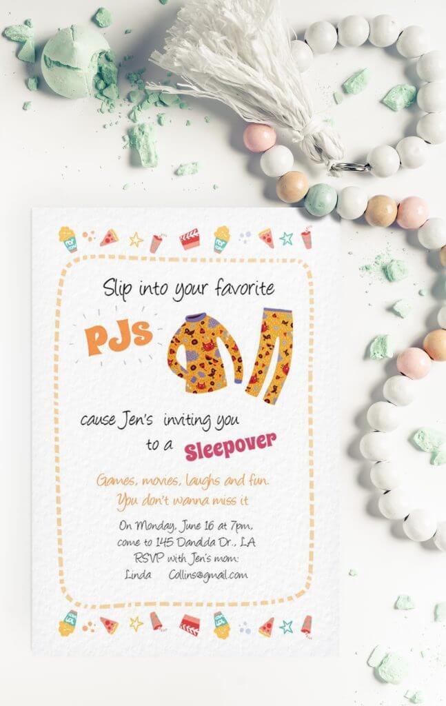 pajama party invitation design