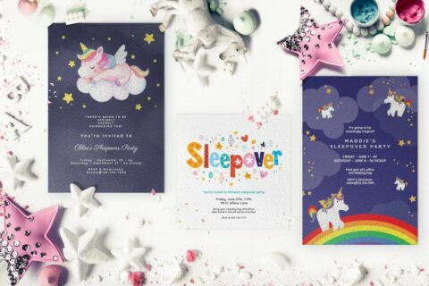 Kid sleepover invitation cards