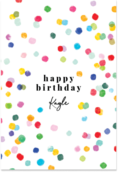 Vibrant Confetti Sprinkles on a Clean White Happy Birthday Card, with Playful, Minimalist Design and Bold Black Text