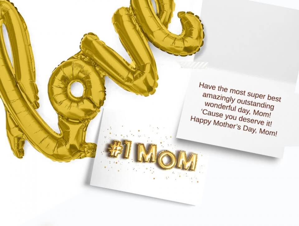 number 1 mom love balloons card