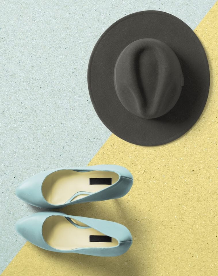 blue heels and hat