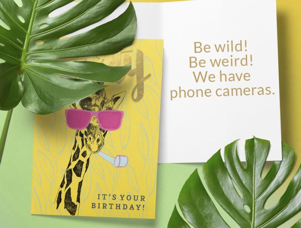 It's Your Birthday! Featuring a Fun Giraffe Wearing Bright Pink Sunglasses on the Card