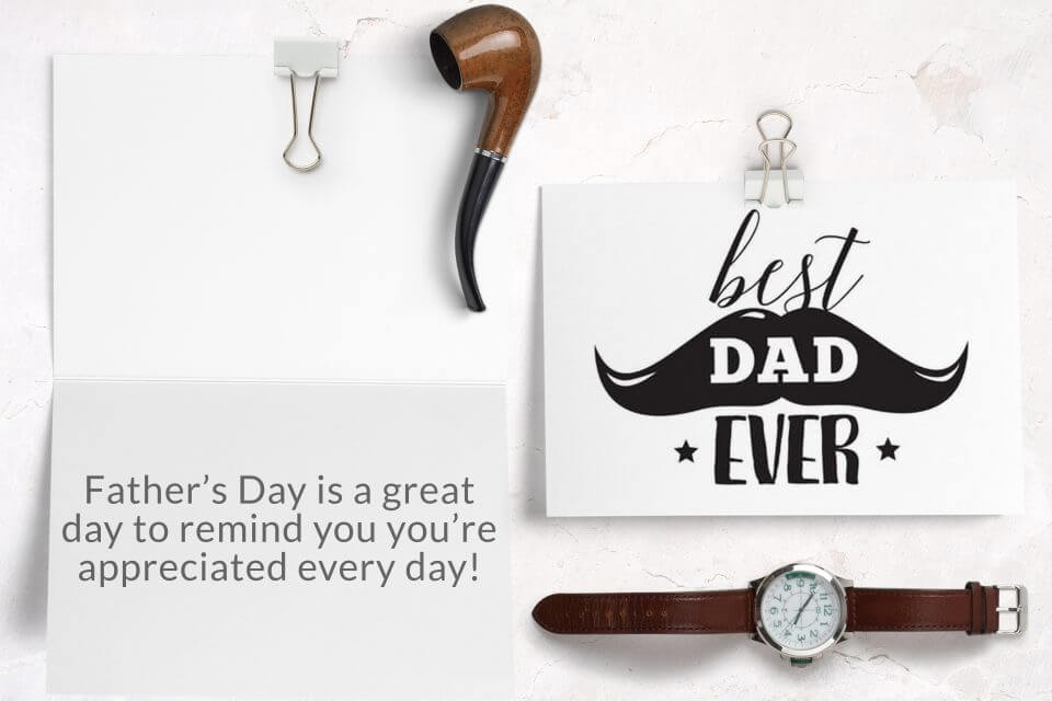 "Cheers to the best dad ever! Send your love with a 'Best Dad Ever' card adorned with a charming mustache illustration. 