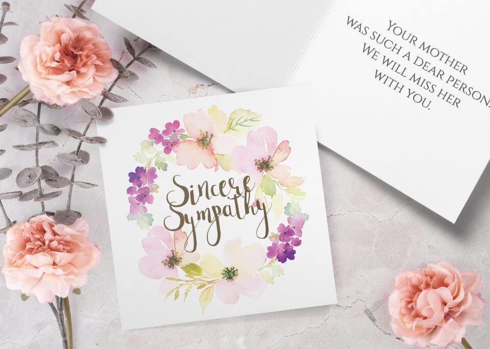 Floral Sympathy Card: Expressing Sincere Sympathy with a Graceful Watercolor Flower Design – Offering Comfort and Support during a Difficult Time.