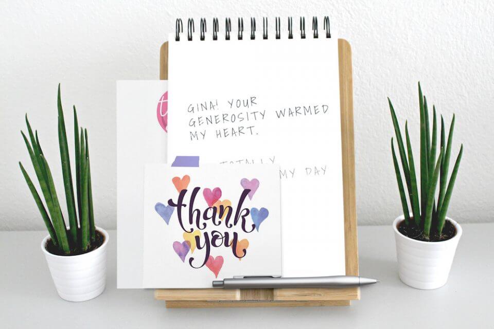 watercolor hearts thank you card General Gratitude & Appreciation 