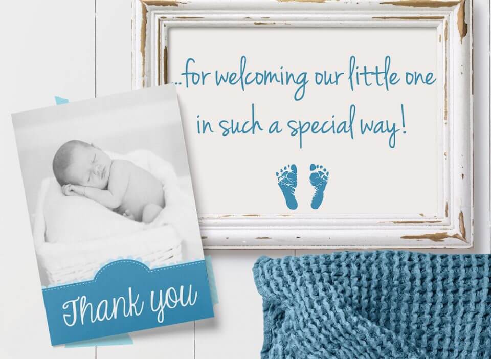 photo card baby boy thank you card message