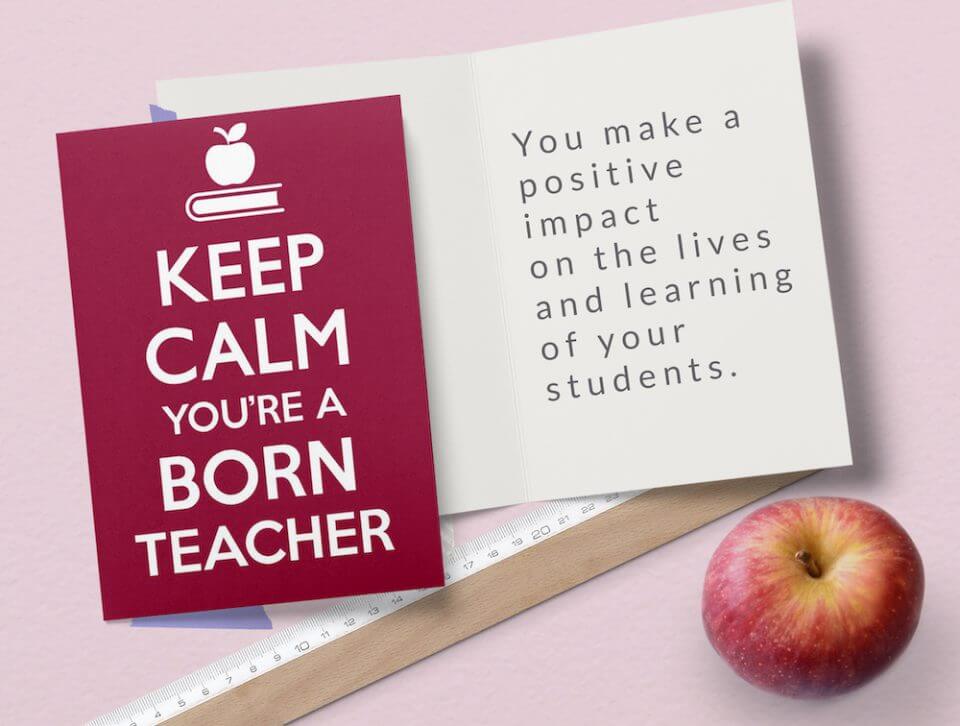 keep calm and carry on for teachers thank you card educators