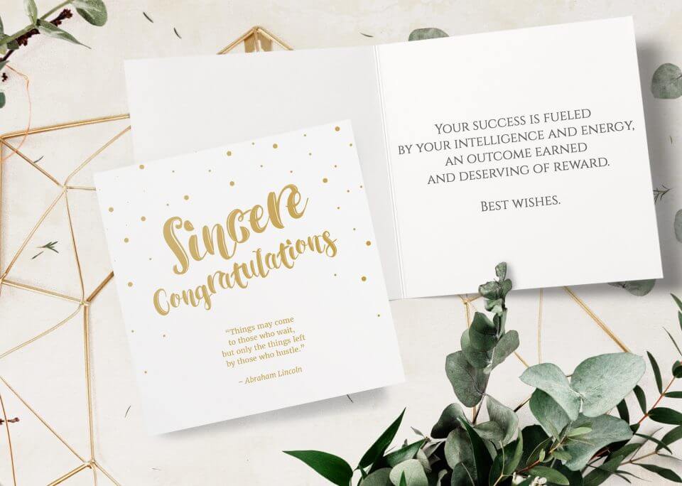 Sincere Congratulations: Gold Happy Retirement Wishes Messages – A Stunning Gold Card Design Adorned with Polka Dots, Presented on Top of an Open Note Filled with Heartfelt Words