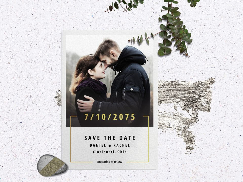 Affectionate Couple Photography Invitation with Elegant Black and Gold Text Design.