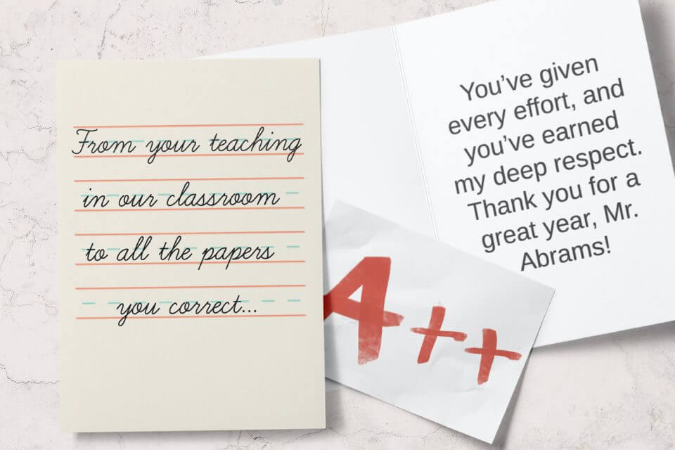 thank you teacher card messages