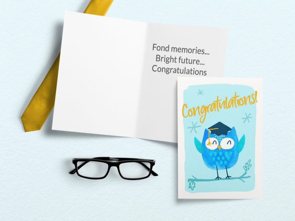 Graduation Wishes & Card Messages owl card