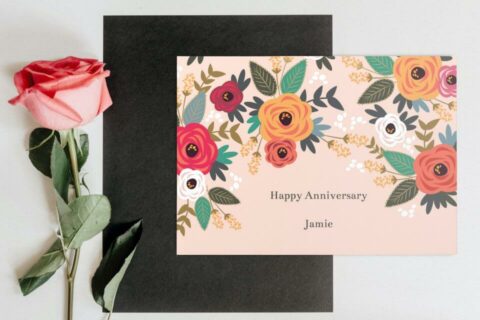 100+ Wishes for a Happy Anniversary flowers chalkboard love you floral card