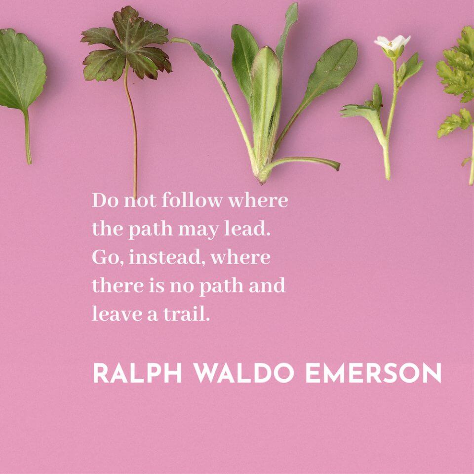 ralph waldo emerson quote - Do not follow where the path may lead. Go, instead, where there is no path and leave a trail.