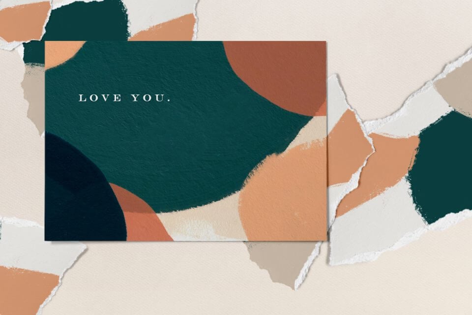 Paint-Inspired Love Card: 100+ Romantic Love Messages & Wishes, Featuring a Unique Paint Effect Design and the Endearing Message 'Love YOU'