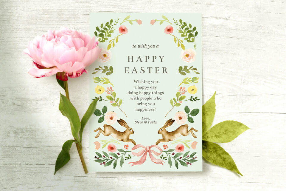 Bounding bunnies happy Easter card
