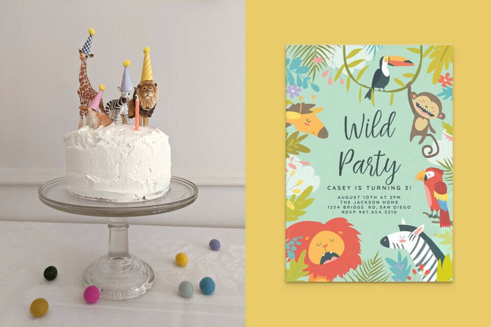 wild one first birthday ideas inspiration, party animals birthday cake  