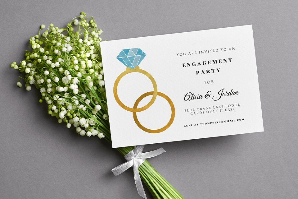 engagement party invitation simple elegant with two rings 