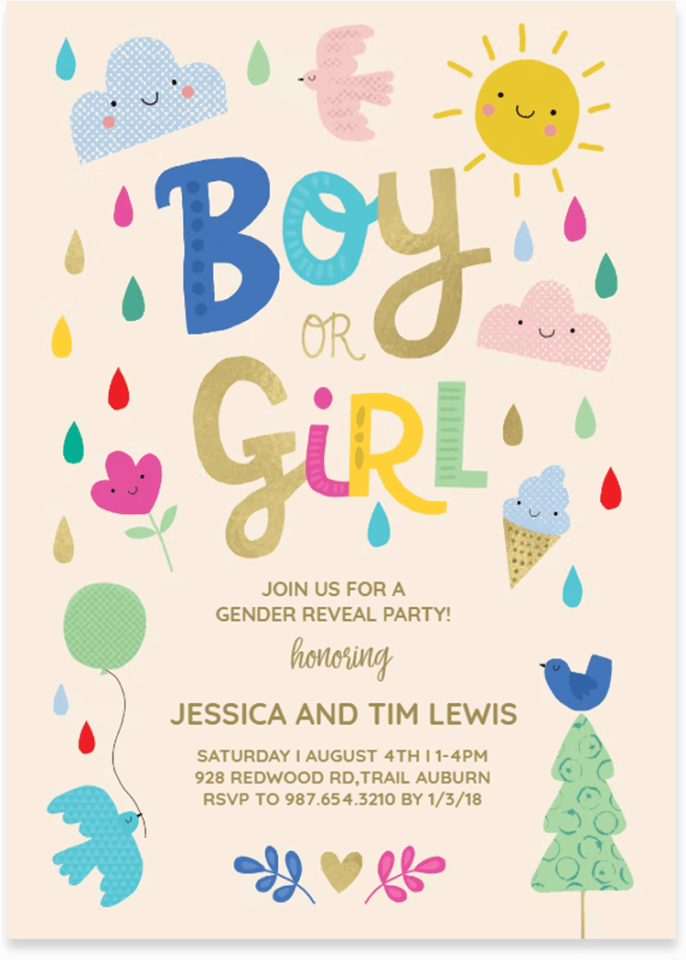 gender reveal party invitation