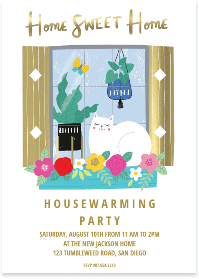 home sweet home illustration for a housewarming party invite