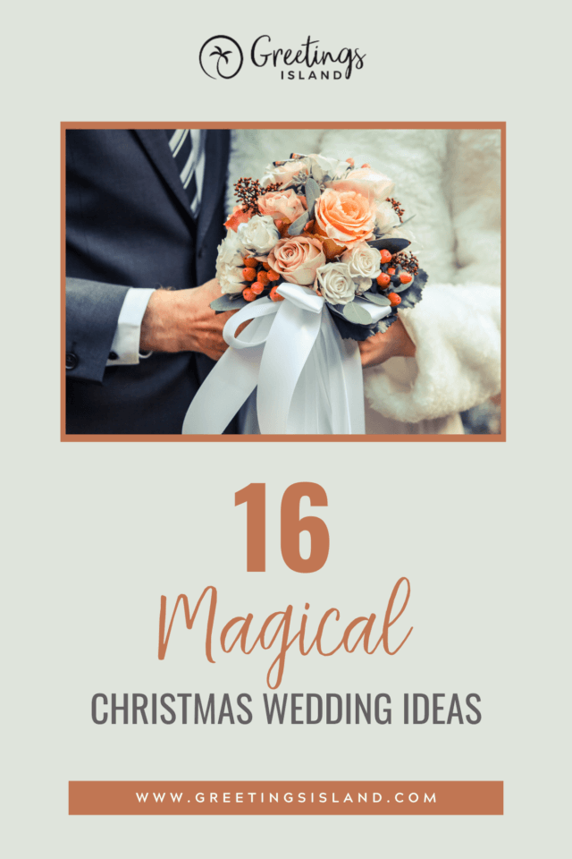 Pinterest banner for 16 magical Christmas wedding ideas blog post featuring cover and blog post title