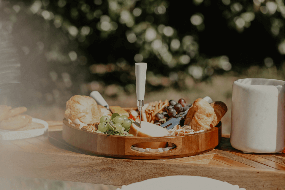 Bachelorette Party Charcuterie Board: A delectable spread of assorted cheeses, cured meats, fruits, and accompaniments, beautifully arranged for guests to enjoy.