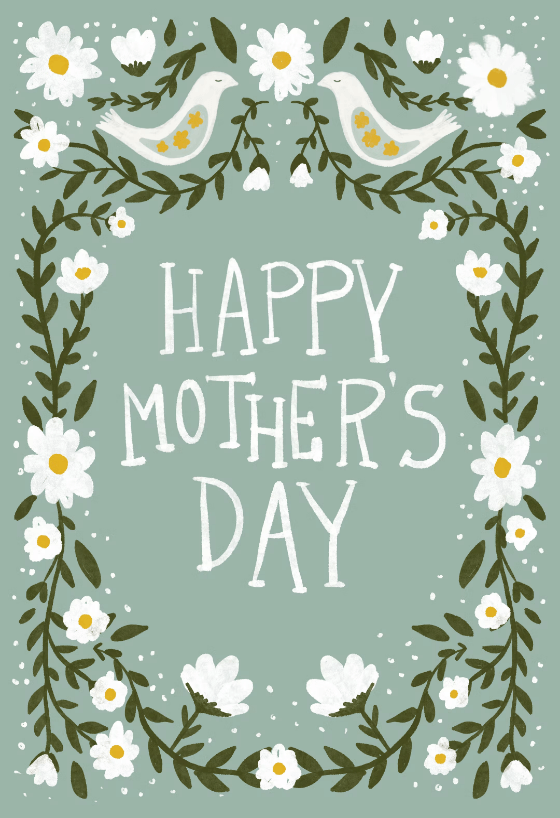 A Happy Mother's Day card adorned with a charming illustration of a bird and flowers, conveying warmth and appreciation for the occasion.