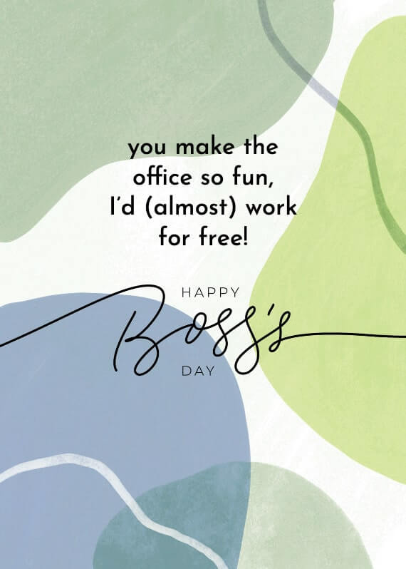 Vibrant Happy Boss Day card featuring a colorful and abstract design, radiating positivity and appreciation for a fantastic leader.