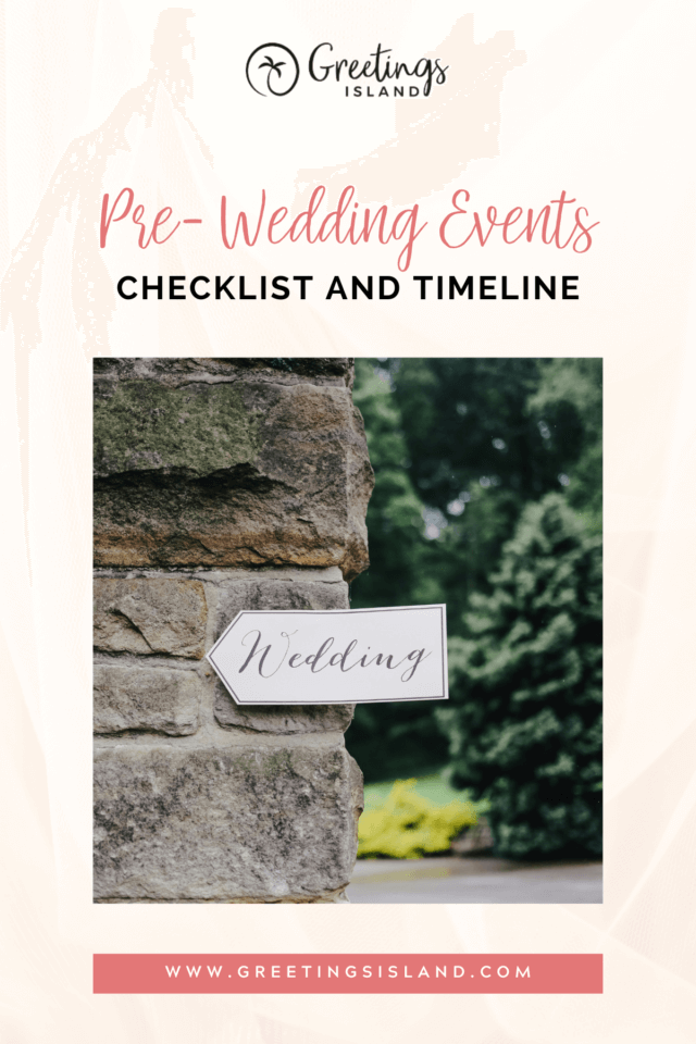 Pre-wedding events checklist and timeline pinterest banner for blog post