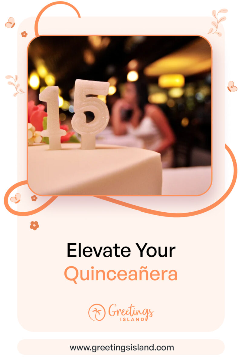 Elevate Your Quinceañera Party Close-up of quinceañera cake with number 15 topper, featured in an elegant quinceañera party ideas blog graphic.